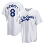 Silnrao LA.Dodgers #8 Enrique Hern¨¢ndez Player White Game Home Stitched Jerseys