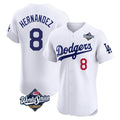 Silnrao LA.Dodgers #8 Enrique Hern¨¢ndez Player White World Series Limited Elite Home Stitched Jerseys
