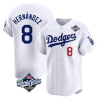 Silnrao LA.Dodgers #8 Enrique Hern¨¢ndez Player White World Series Limited Home Stitched Jerseys