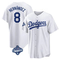 Silnrao LA.Dodgers #8 Enrique Hern¨¢ndez Player White World Series Meet Game Home Stitched Jerseys