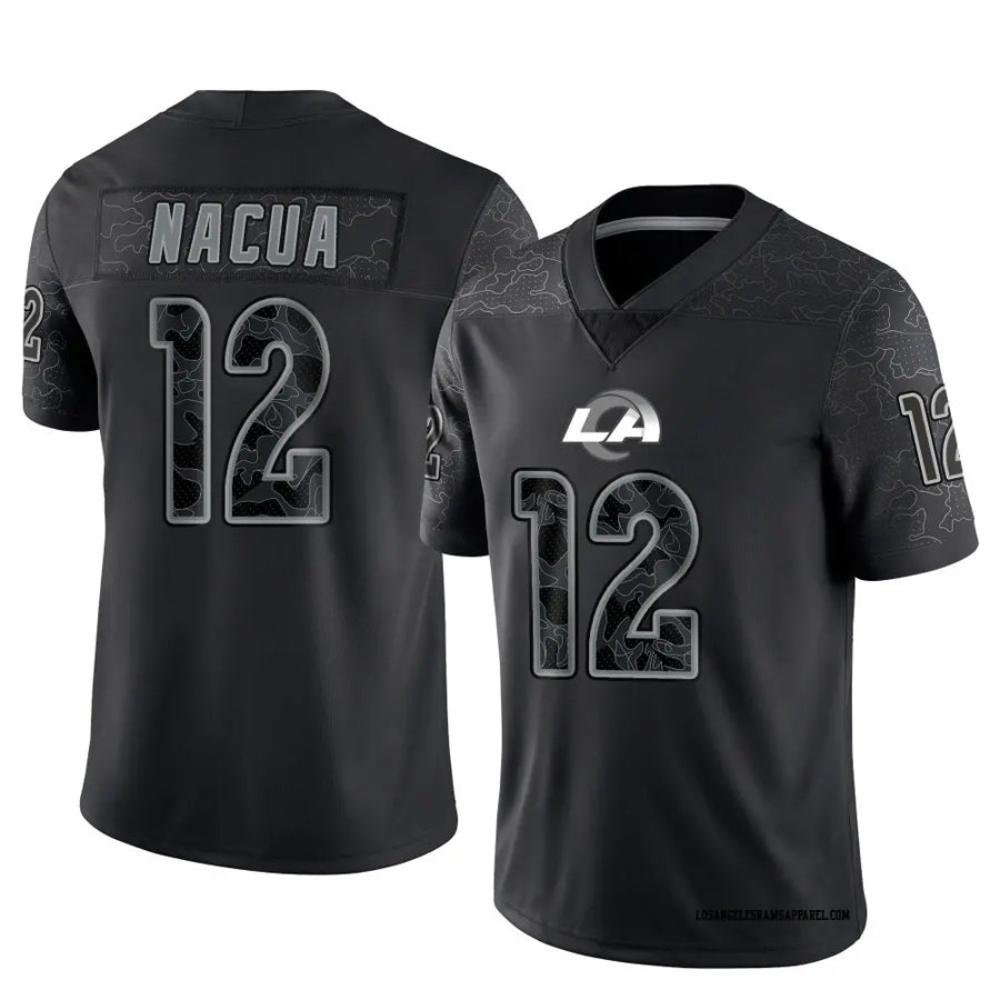 Silnrao LA.Rams #12 Puka Nacua Player Black REFLECTIVE Limited Stitched Jerseys
