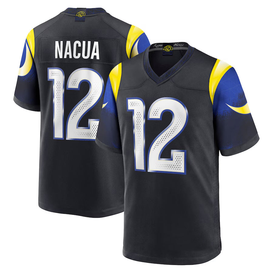 Silnrao LA.Rams #12 Puka Nacua Player Midnight Blue Rivalries Collection Game Stitched Jerseys
