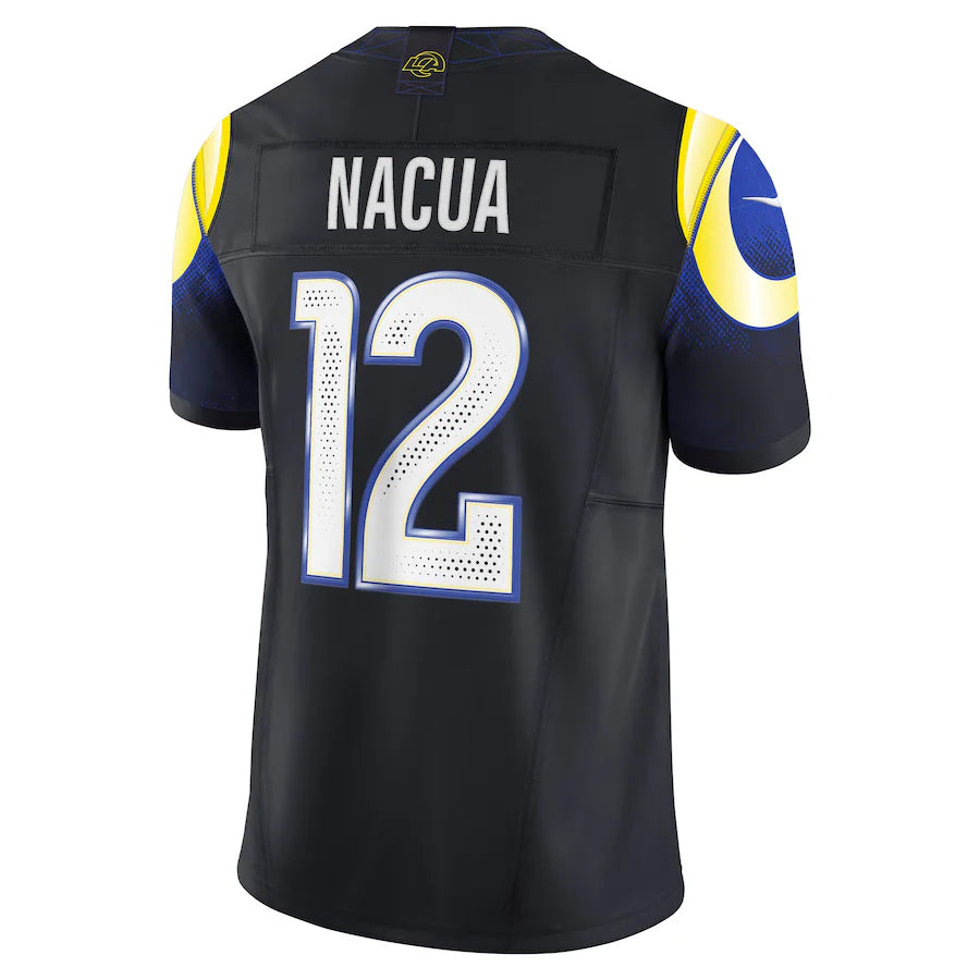 Silnrao LA.Rams #12 Puka Nacua Player Midnight Blue Rivalries Collection Vapor Limited Stitched Jerseys