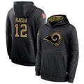 Silnrao LA.Rams #12 Puka Nacua Player Salute to Service Black Hoodies Stitched Jerseys