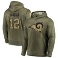 Silnrao LA.Rams #12 Puka Nacua Player Salute to Service Olive Hoodies Stitched Jerseys
