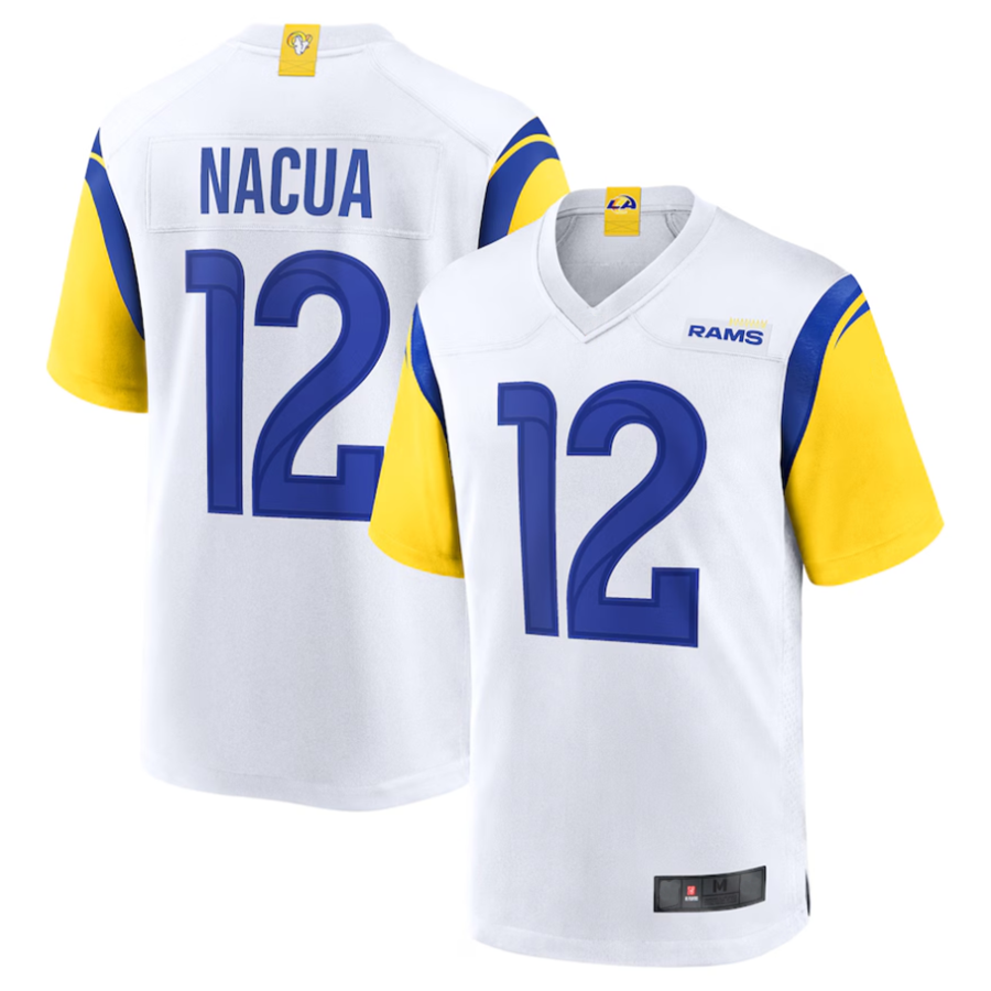 Silnrao LA.Rams #12 Puka Nacua White Game Player Jersey American Stitched Jerseys