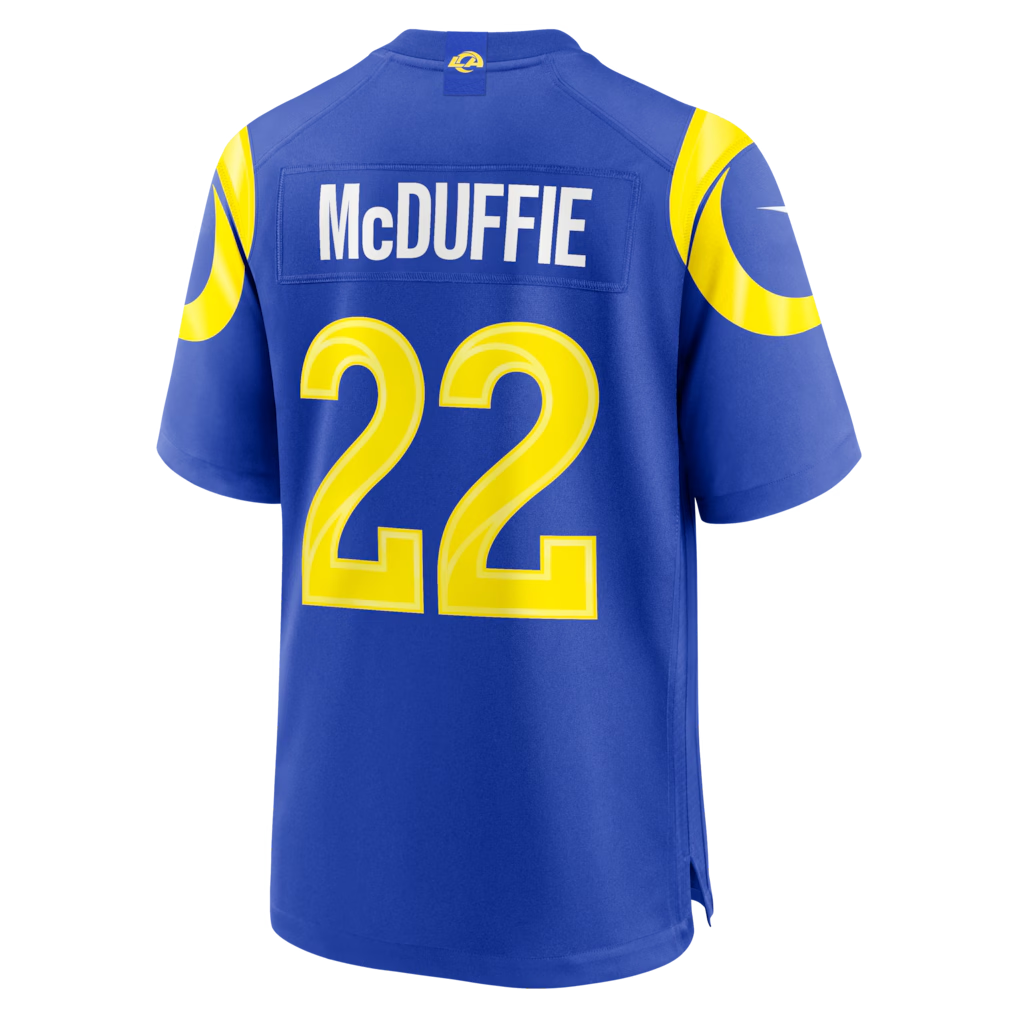 Silnrao LA.Rams #22 Trent McDuffie Royal Team Game Player Stitched Jerseys