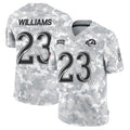Silnrao LA.Rams #23 Kyren Williams Player Arctic Camo Salute to Service Limited Stitched Jerseys