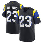 Silnrao LA.Rams #23 Kyren Williams Player Midnight Blue Rivalries Collection Game Stitched Jerseys