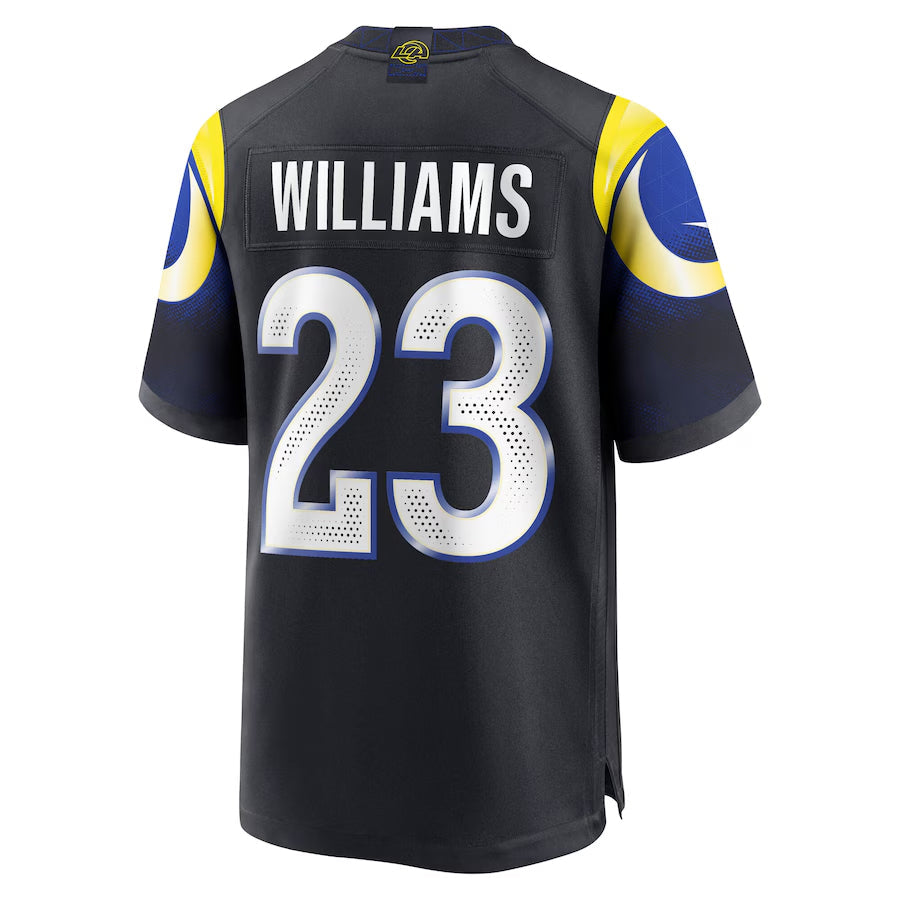 Silnrao LA.Rams #23 Kyren Williams Player Midnight Blue Rivalries Collection Game Stitched Jerseys