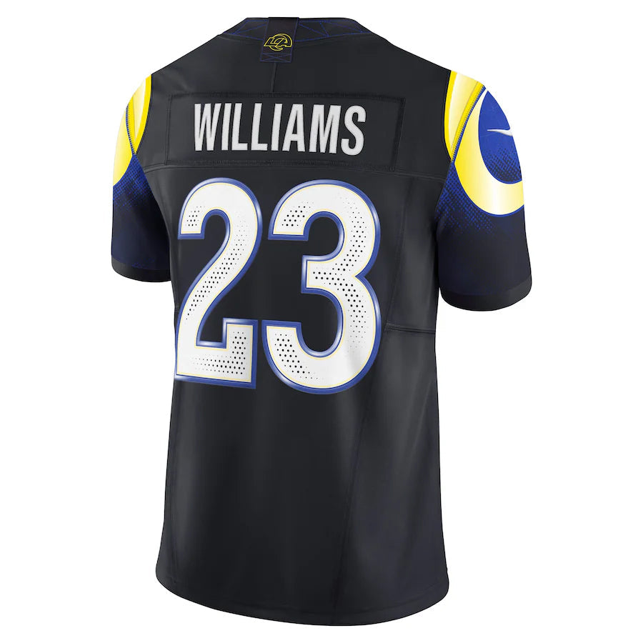 Silnrao LA.Rams #23 Kyren Williams Player Midnight Blue Rivalries Collection Vapor Limited Stitched Jerseys