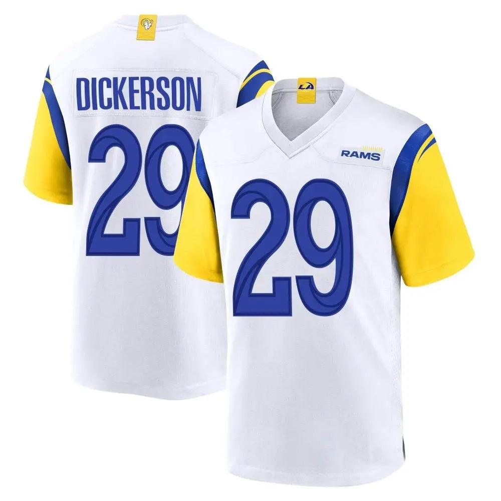 Silnrao LA.Rams #29 Eric Dickerson Player White Home Game Stitched Jerseys