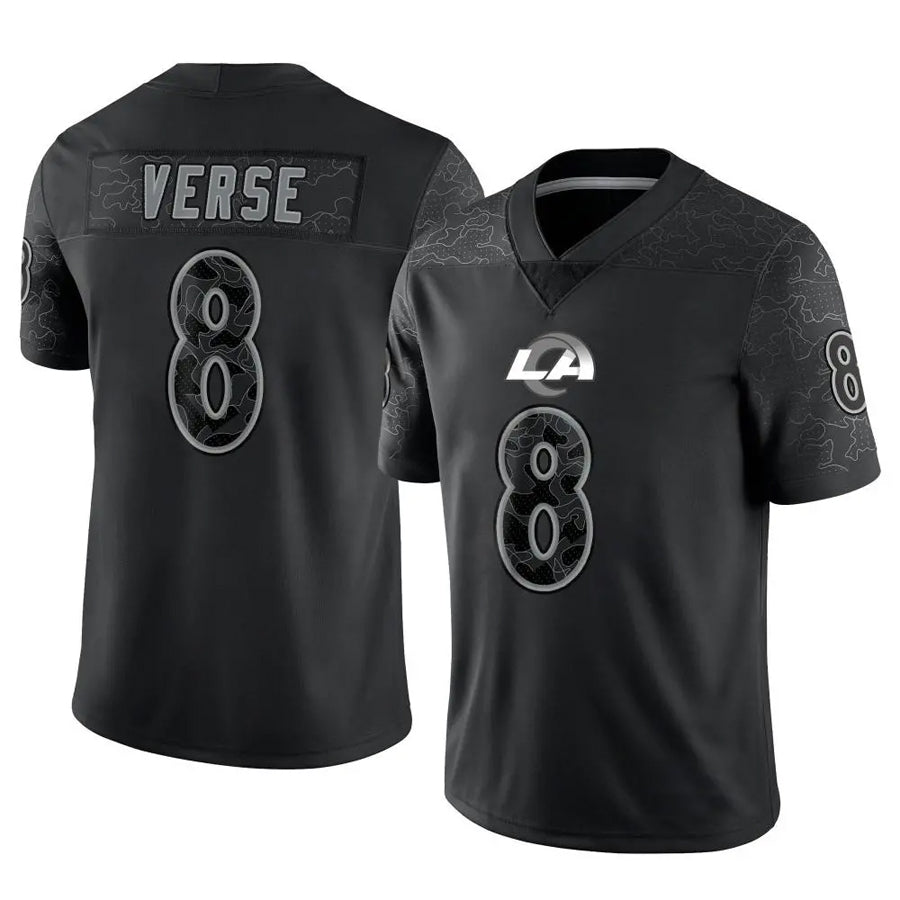 Silnrao LA.Rams #8 Jared Verse Player Black RFLCTV Limited Stitched Jerseys