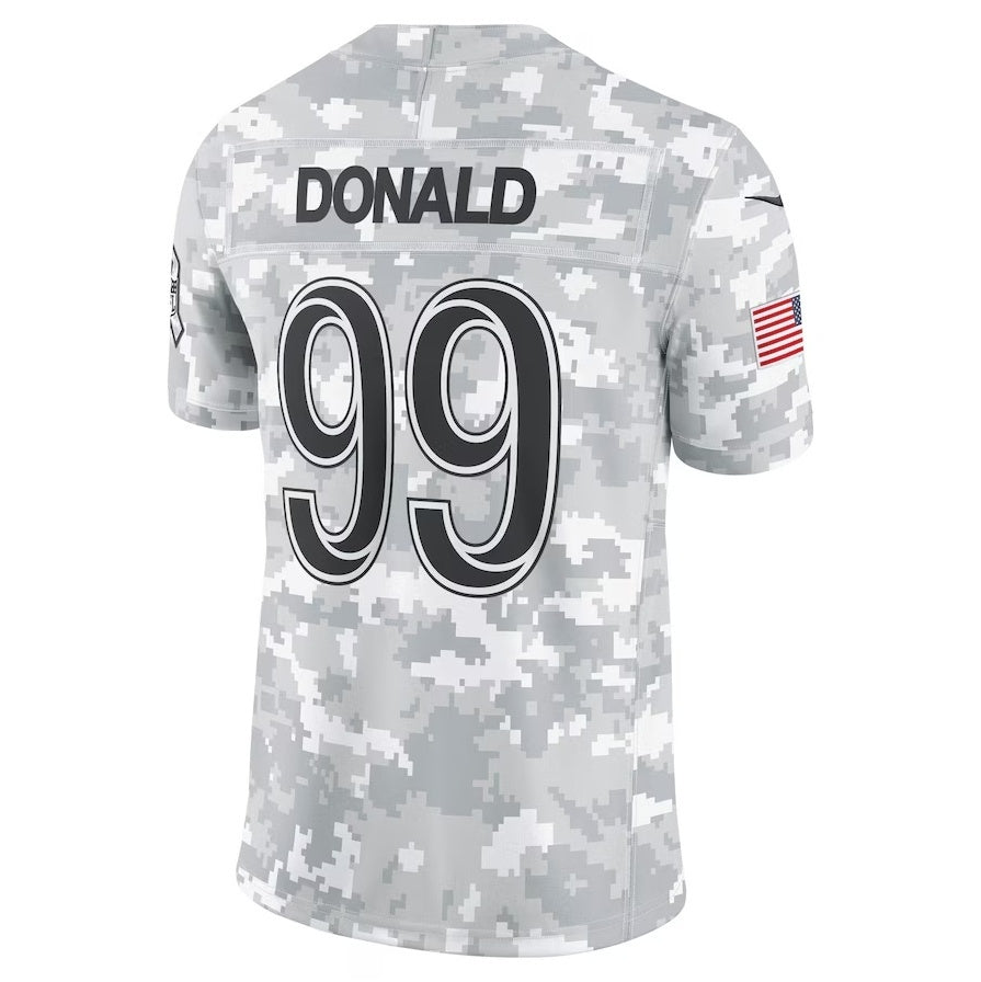 Silnrao LA.Rams #99 Aaron Donald Arctic Camo 2024 Salute to Service Retired Player Limited Jersey Stitched Jerseys