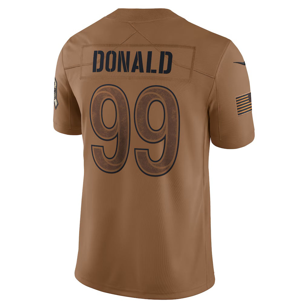Silnrao LA.Rams #99 Aaron Donald Brown Salute To Service Limited Jersey Stitched Jerseys