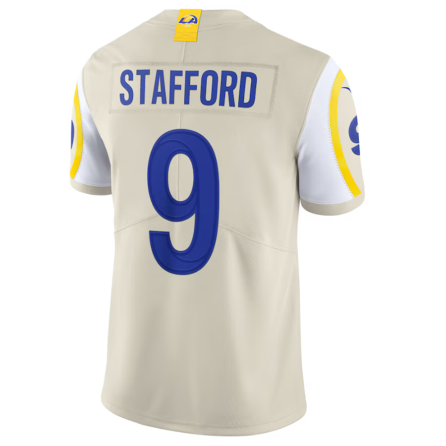 Silnrao LA.Rams #9 Matthew Stafford Bone Vapor Limited Jersey American Stitched Jerseys