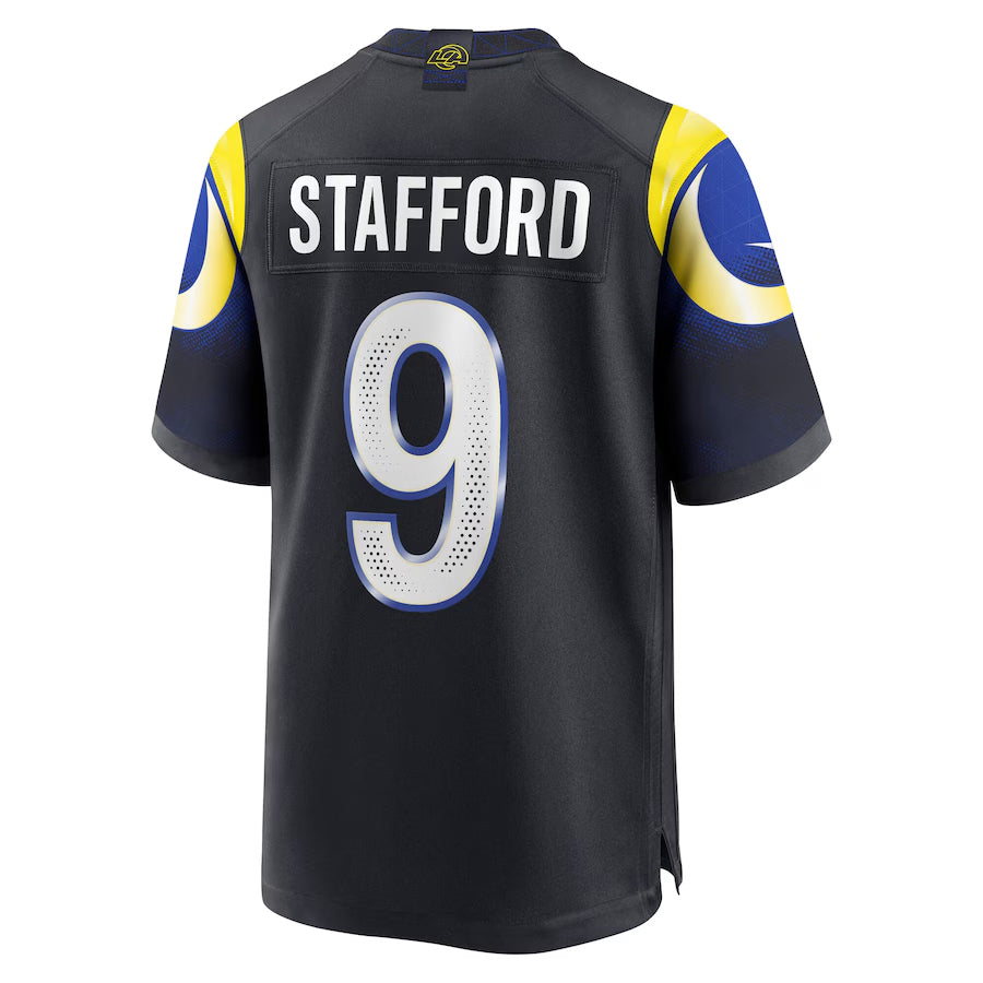 Silnrao LA.Rams #9 Matthew Stafford Player Midnight Blue Rivalries Collection Game Stitched Jerseys
