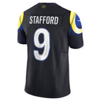 Silnrao LA.Rams #9 Matthew Stafford Player Midnight Blue Rivalries Collection Vapor Limited Stitched Jerseys