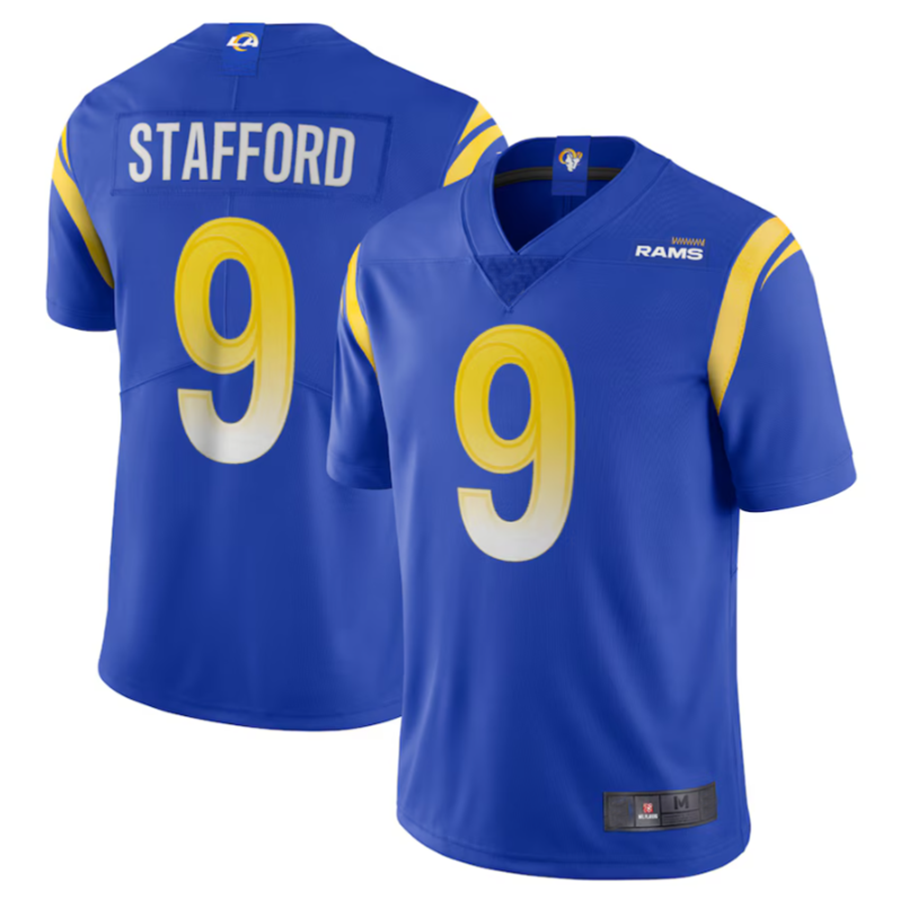 Silnrao LA.Rams #9 Matthew Stafford Royal Vapor Limited Jersey American Stitched Jerseys