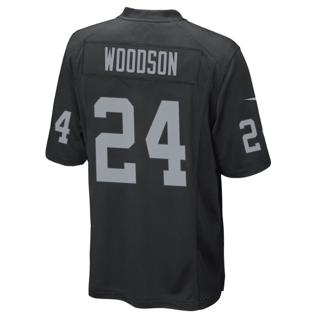 Silnrao LV.Raiders #24 Charles Woodson Player Black Home Game Stitched Jerseys