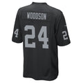 Silnrao LV.Raiders #24 Charles Woodson Player Black Home Game Stitched Jerseys
