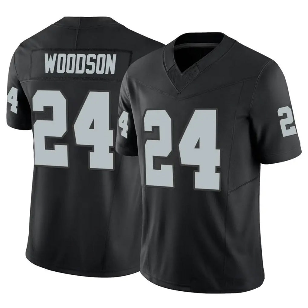 Silnrao LV.Raiders #24 Charles Woodson Player Black Vapor F.U.S.E Limited Stitched Jerseys