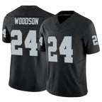 Silnrao LV.Raiders #24 Charles Woodson Player Black Vapor F.U.S.E Limited Stitched Jerseys