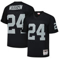 Silnrao LV.Raiders #24 Charles Woodson Player Mitchell & Ness Black Legacy Replica Stitched Jerseys