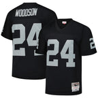 Silnrao LV.Raiders #24 Charles Woodson Player Mitchell & Ness Black Legacy Replica Stitched Jerseys