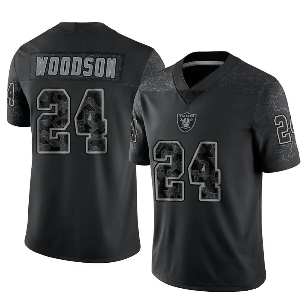 Silnrao LV.Raiders #24 Charles Woodson Player RFLCTV Limited Black Stitched Jerseys