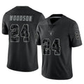 Silnrao LV.Raiders #24 Charles Woodson Player RFLCTV Limited Black Stitched Jerseys