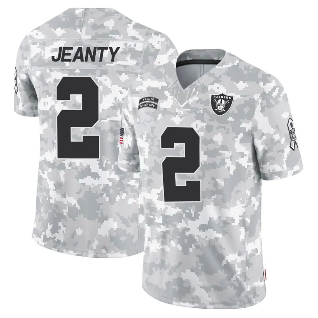 Silnrao LV.Raiders #2 Ashton Jeanty Player Arctic Camo Salute to Service Limited  Stitched Jerseys