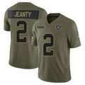 Silnrao LV.Raiders #2 Ashton Jeanty Player Salute To Service Limited Olive Stitched Jerseys
