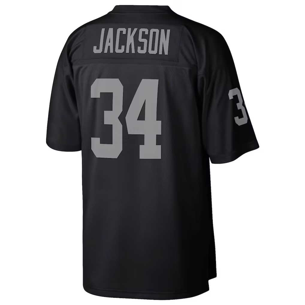 Silnrao LV.Raiders #34 Bo Jackson Mitchell & Ness Black Legacy Replica Stitched Jerseys