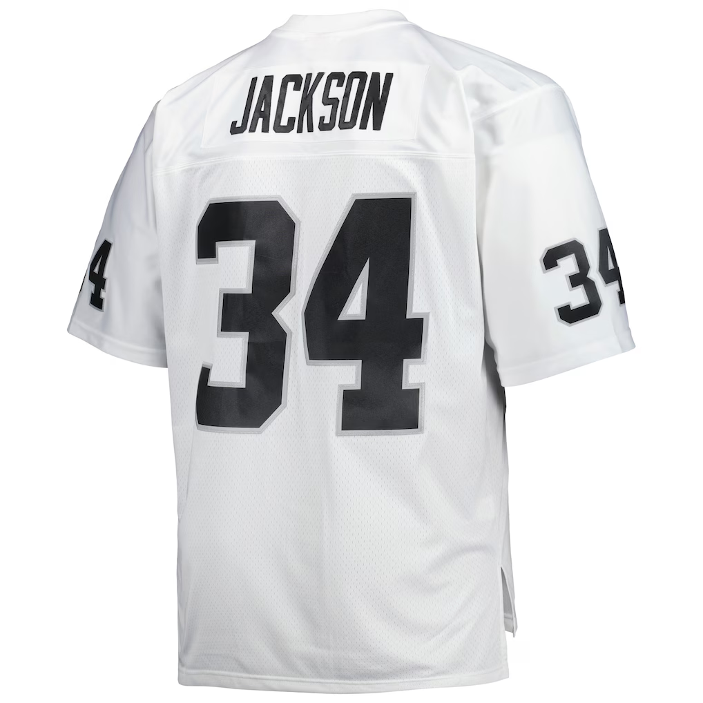 Silnrao LV.Raiders #34 Bo Jackson Mitchell & Ness White Big & Tall 1988 Retired Player Replica Stitched Jerseys