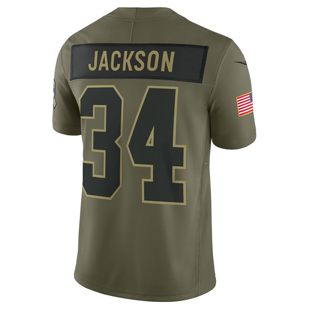 Silnrao LV.Raiders #34 Bo Jackson Player Salute To Service Limited Olive Stitched Jerseys