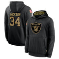 Silnrao LV.Raiders #34 Bo Jackson Player Salute to Service Black Hoodies Stitched Jerseys