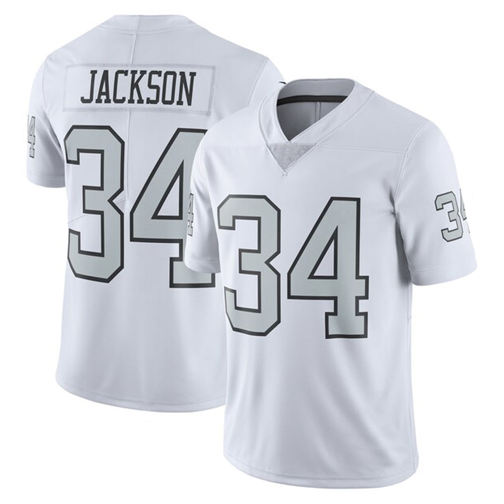 Silnrao LV.Raiders #34 Bo Jackson Player White Alternate Vapor F.U.S.E Limited Stitched Jerseys