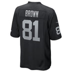 Silnrao LV.Raiders #81 Tim Brown Player Black Home Game Stitched Jerseys
