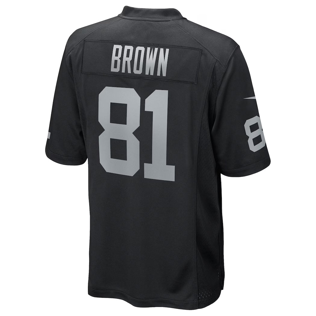 Silnrao LV.Raiders #81 Tim Brown Player Black Home Game Stitched Jerseys
