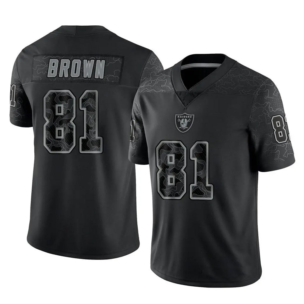 Silnrao LV.Raiders #81 Tim Brown Player RFLCTV Limited Black Stitched Jerseys
