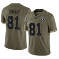 Silnrao LV.Raiders #81 Tim Brown Player Salute To Service Olive Stitched Jerseys