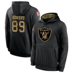 Silnrao LV.Raiders #89 Brock Bowers Player Salute to Service Black Hoodies Stitched Jerseys