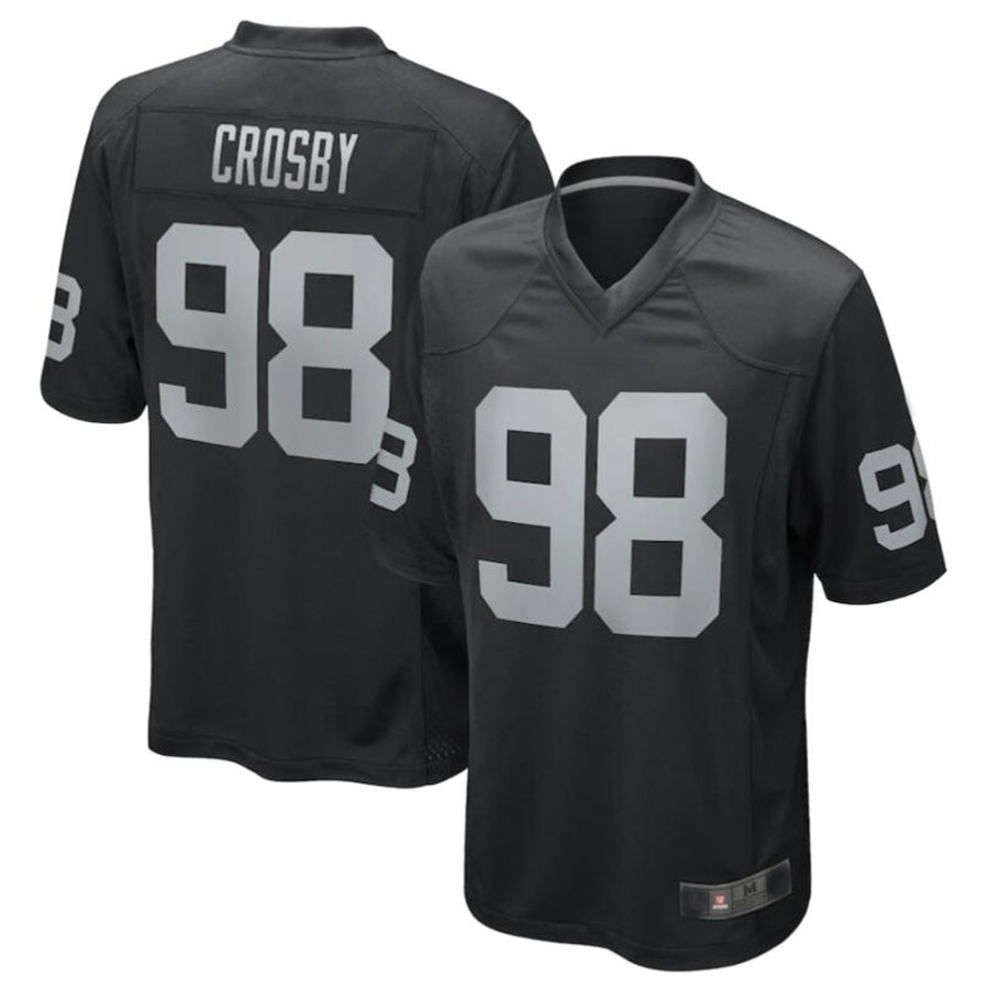 Silnrao LV.Raiders #98 Maxx Crosby Black Game Jersey American Stitched Jerseys