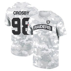 Silnrao LV.Raiders #98 Maxx Crosby Player Black Salute to Service T-Shirts Stitched Jerseys