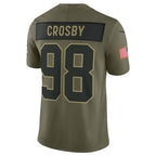 Silnrao LV.Raiders #98 Maxx Crosby Player Salute To Service Limited Olive Stitched Jerseys