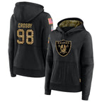 Silnrao LV.Raiders #98 Maxx Crosby Player Salute to Service Black Hoodies Stitched Jerseys