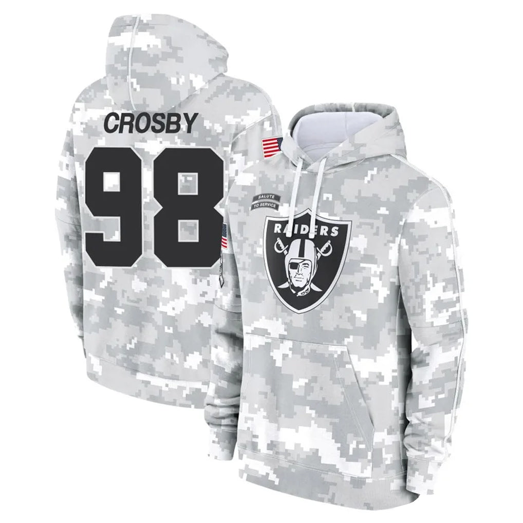 Silnrao LV.Raiders #98 Maxx Crosby Player Salute to Service Hoodies Stitched Jerseys