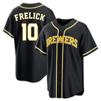 Silnrao M.Brewers #10 Sal Frelick Player Black Fashion Out Home Game Stitched Jerseys