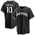 Silnrao M.Brewers #10 Sal Frelick Player Black Game Home Stitched Jerseys